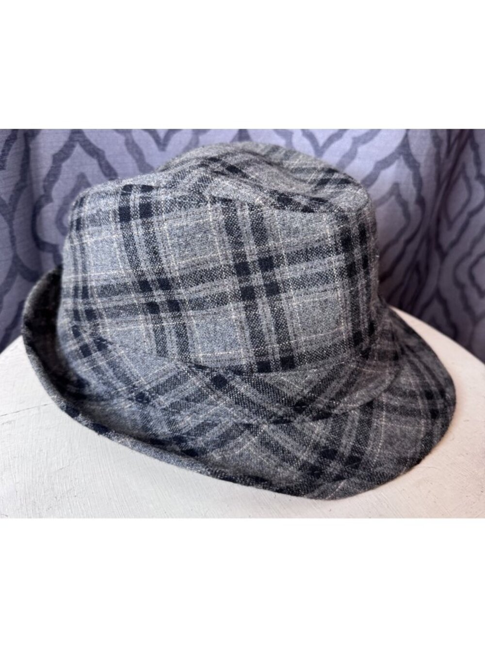 Henschel‎ Hat Company Gray Plaid Wool Fedora Hat Large